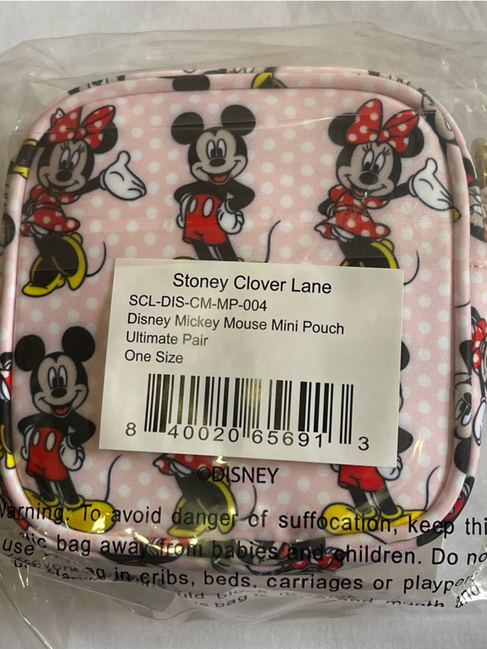 NWT Stoney Clover Lane x Disney: Mickey & Minnie The Ultimate Pair Mini Pouch - Picture 3 of 4